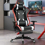 Massage Racing Gaming Chair  Chair with RGB LED Lights-White - Color: White