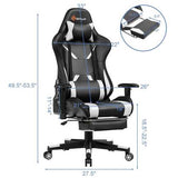 Massage Racing Gaming Chair  Chair with RGB LED Lights-White - Color: White