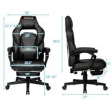 Massage Gaming Chair with Footrest and Lumbar Support-Black - Color: Black
