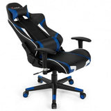 Reclining Swivel Massage Gaming Chair with Lumbar Support-Blue - Color: Blue