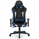 Reclining Swivel Massage Gaming Chair with Lumbar Support-Blue - Color: Blue