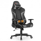 Reclining Swive Massage Gaming Chair-Gray - Color: Gray