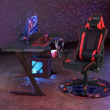 Massage Gaming Chair with Lumbar Support and Headrest-Red - Color: Red