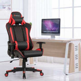 Massage Gaming Chair with Lumbar Support and Headrest-Red - Color: Red
