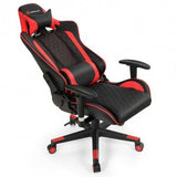 Massage Gaming Chair with Lumbar Support and Headrest-Red - Color: Red