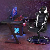 Massage Gaming Chair with Lumbar Support and Headrest-White - Color: White